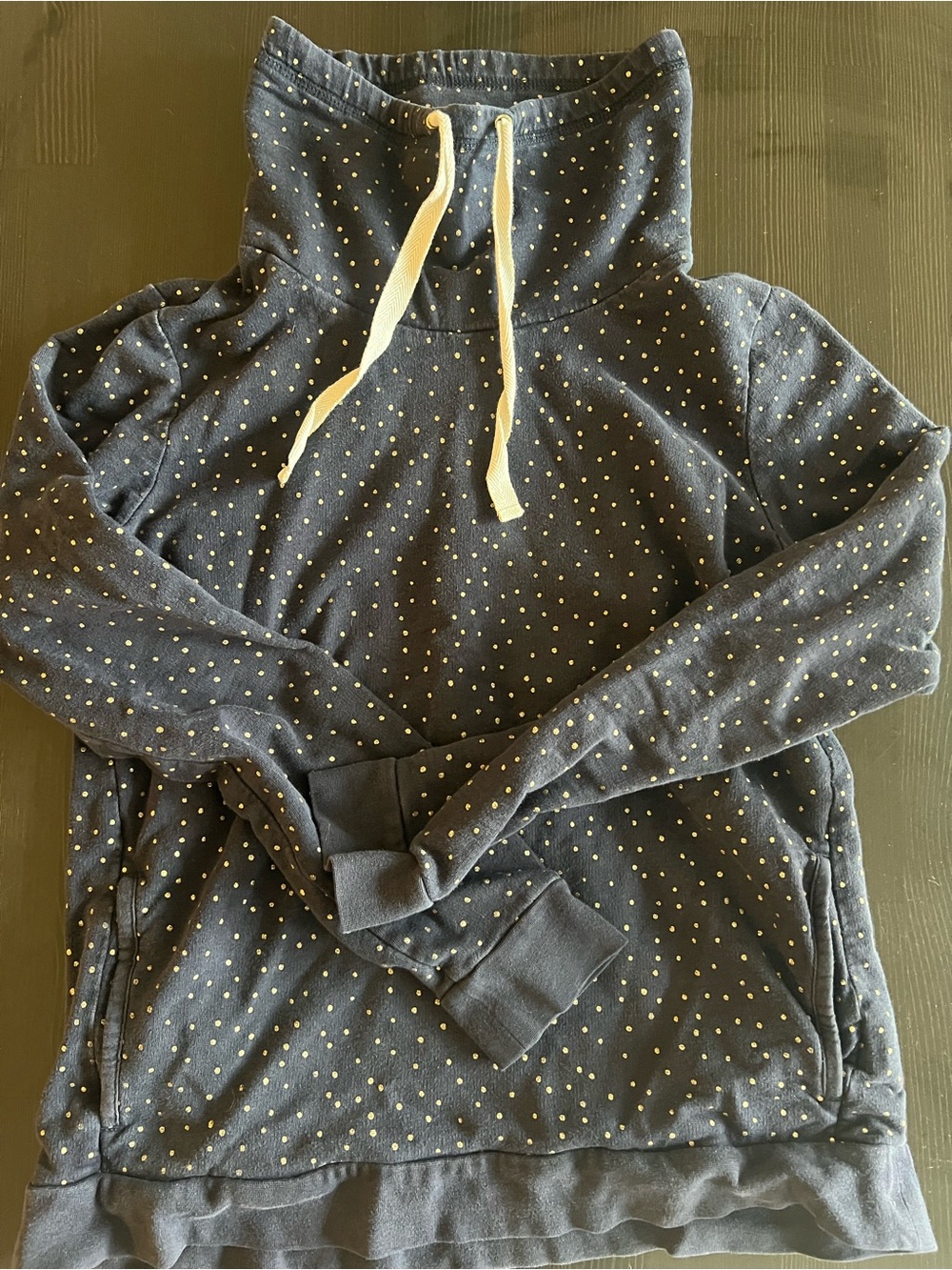 Boden Navy Pullover Hoodie with Gold Dot Print